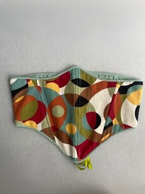 Handmade Geometric Print Underbust Corset Lace Up Boned Waist Cincher XL